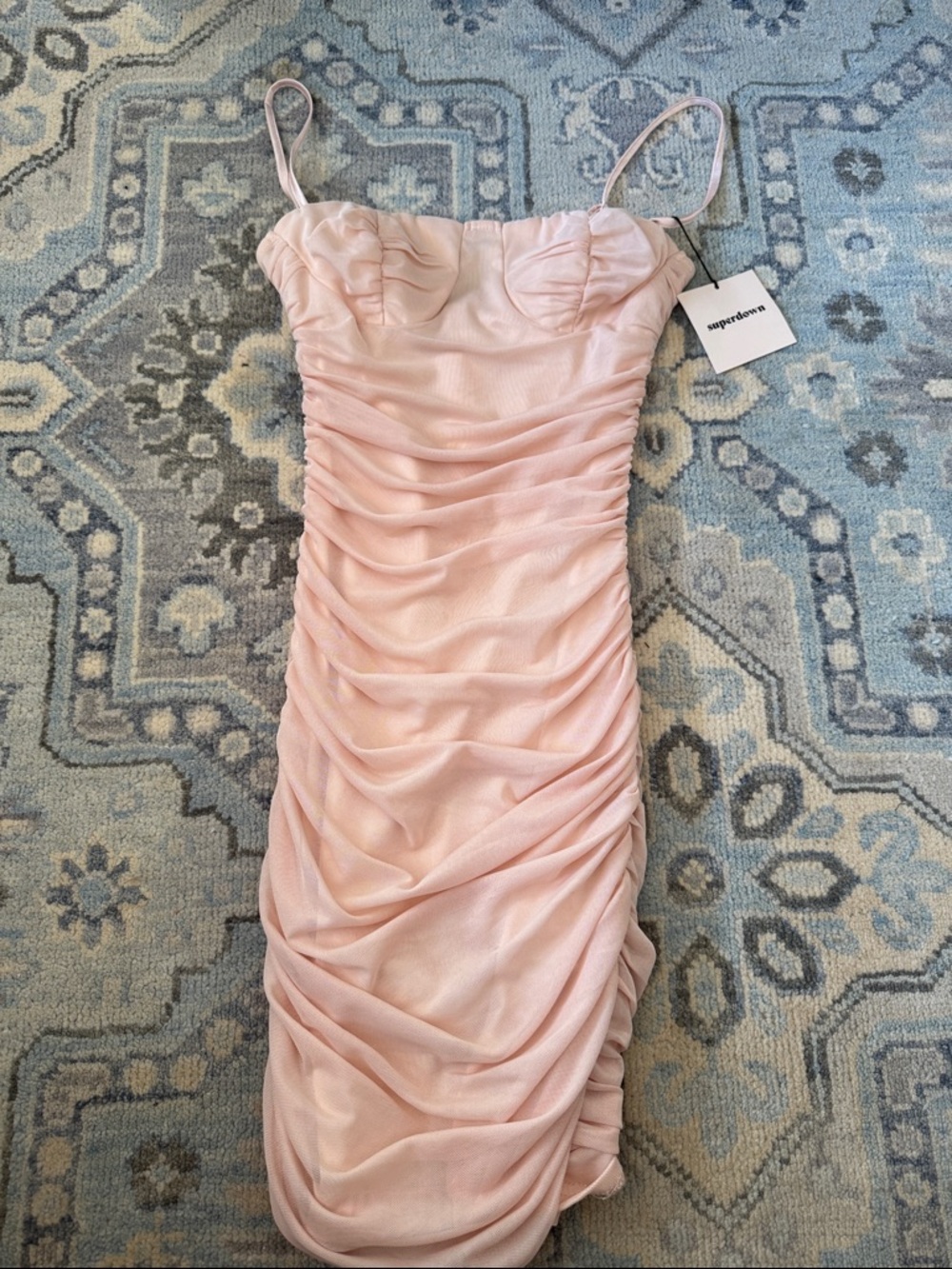 superdown Light Blush Ruched Mini Dress